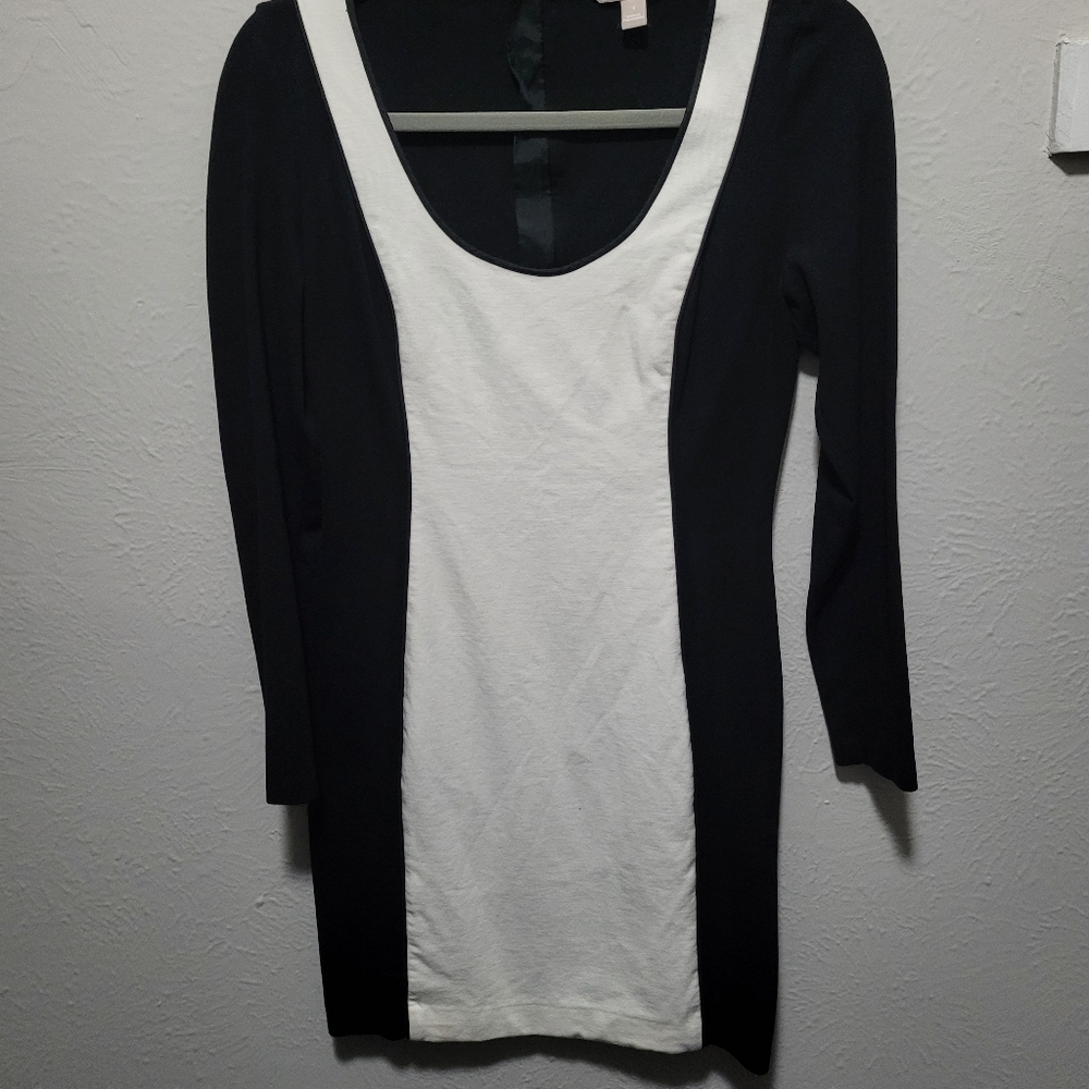 Black and white block dress
